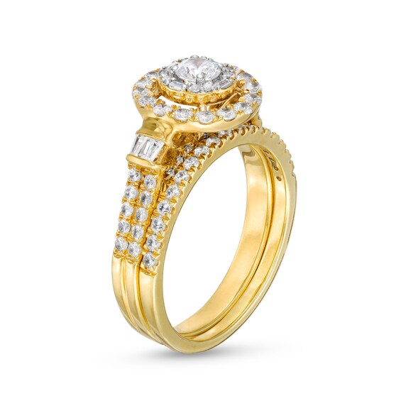 1 CT. T.w. Diamond Double Row Bridal Set in 10K Gold