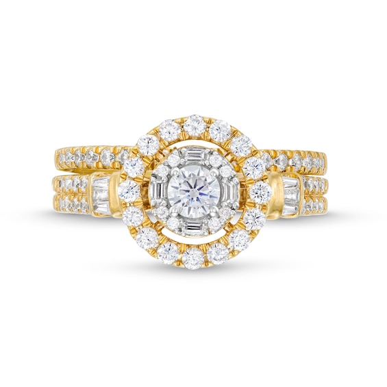 1 CT. T.w. Diamond Double Row Bridal Set in 10K Gold
