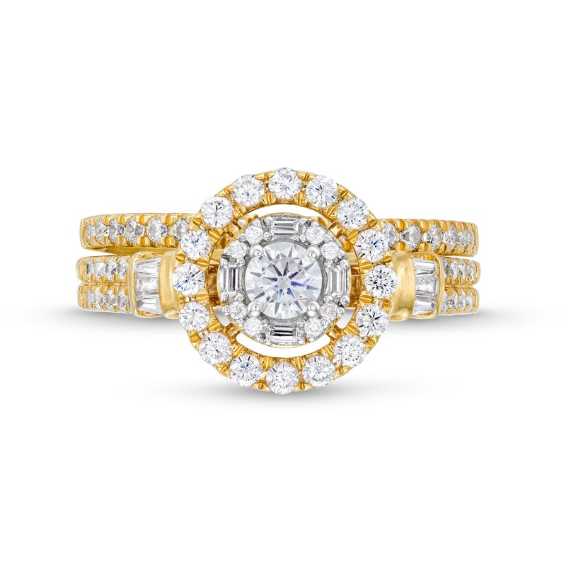 Main Image 4 of 1 CT. T.W. Diamond Double Row Bridal Set in 10K Gold