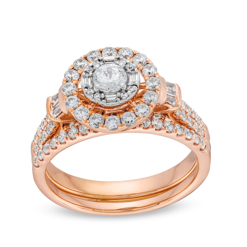 Main Image 1 of 1 CT. T.W. Diamond Double Row Bridal Set in 10K Rose Gold
