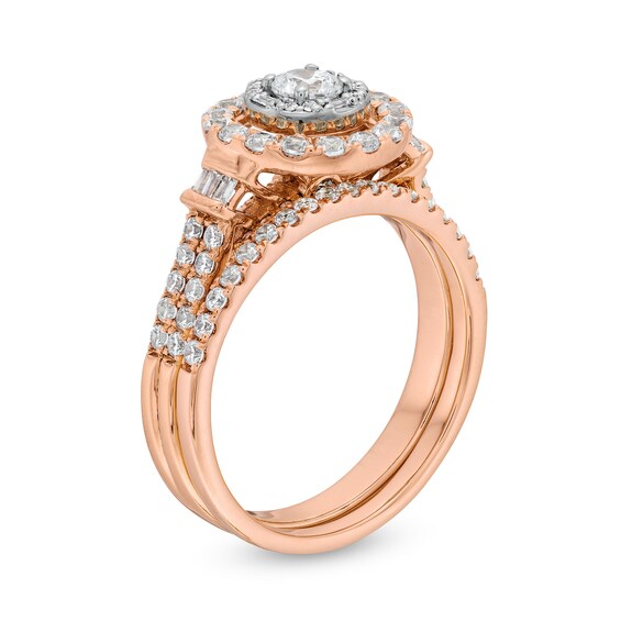 1 CT. T.w. Diamond Double Row Bridal Set in 10K Rose Gold