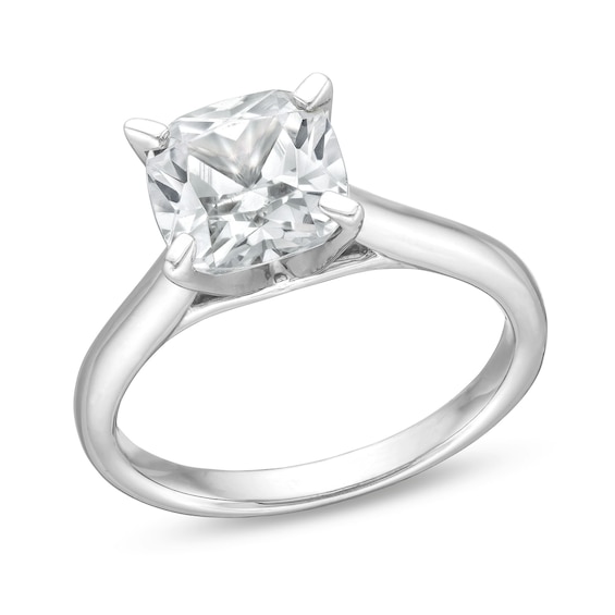 2 CT. Certified Cushion-Cut Lab-Grown Diamond Solitaire Engagement Ring in 14K White Gold (I/Si2)