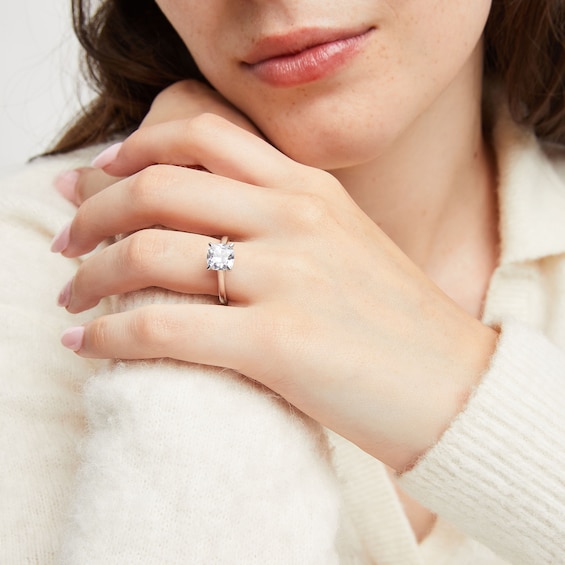 2 CT. Certified Cushion-Cut Lab-Grown Diamond Solitaire Engagement Ring in 14K White Gold (I/Si2)