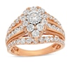 Thumbnail Image 1 of 2 CT. T.W. Pear Multi-Diamond Vintage-Style Multi-Row Shank Engagement Ring in 10K Rose Gold