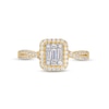 Thumbnail Image 2 of 1/2 CT. T.W. Emerald-Shaped Multi-Diamond Frame Twist Shank Engagement Ring in 10K Gold