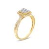 Thumbnail Image 3 of 1/2 CT. T.W. Emerald-Shaped Multi-Diamond Frame Twist Shank Engagement Ring in 10K Gold