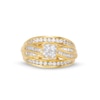 Thumbnail Image 3 of 1 CT. T.W. Quad Princess-Cut Diamond Double Row Bypass Engagement Ring in 10K Gold