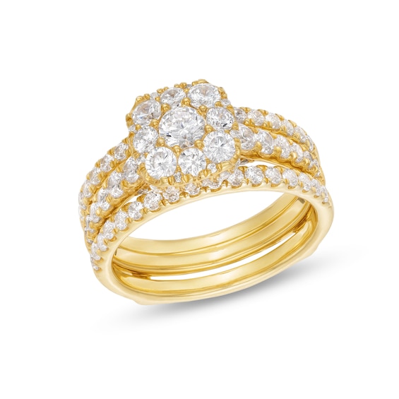 1-3/4 CT. T.w. Cushion Multi-Diamond Enhancer Bridal Set in 10K Gold