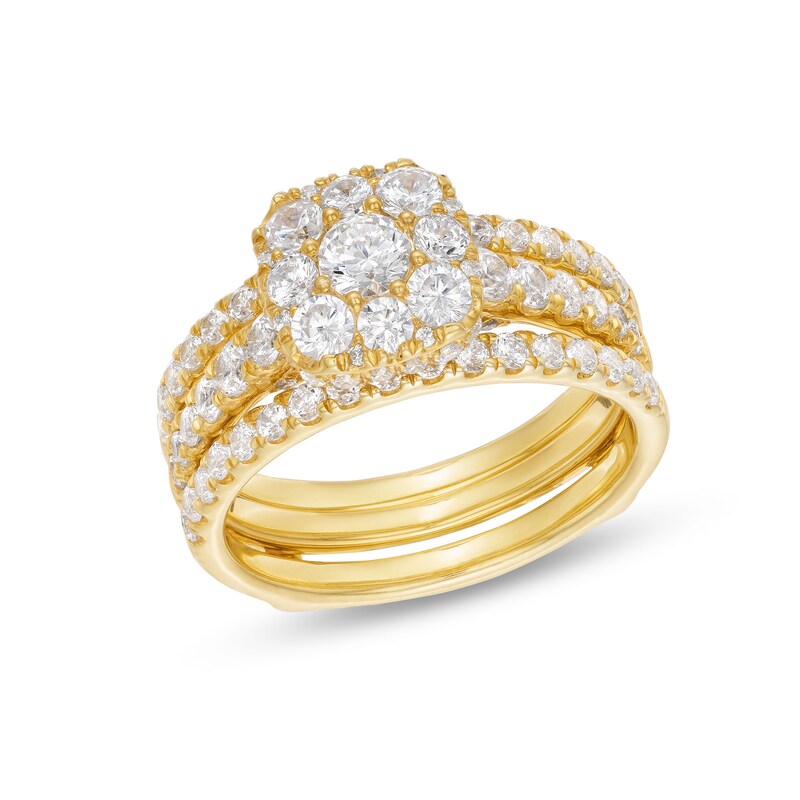 1-3/4 CT. T.W. Cushion Multi-Diamond Enhancer Bridal Set in 10K Gold