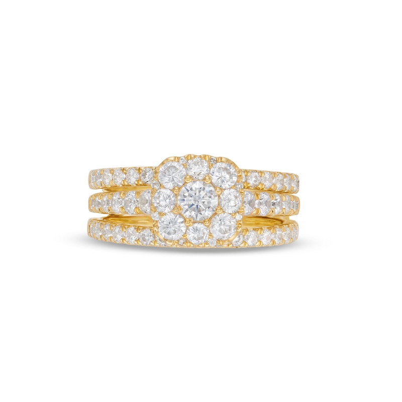 1-3/4 CT. T.W. Cushion Multi-Diamond Enhancer Bridal Set in 10K Gold