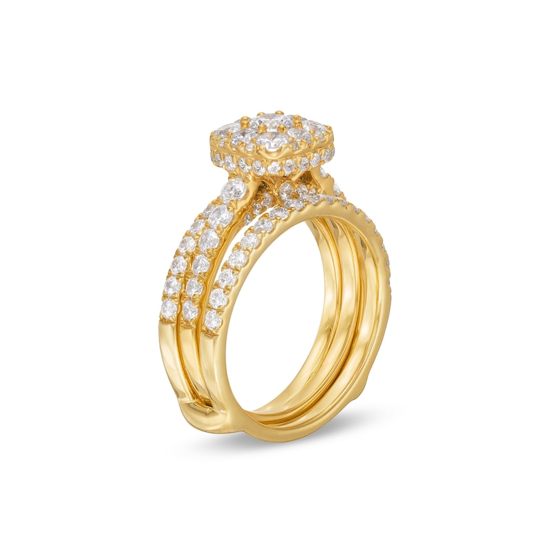 1-3/4 CT. T.W. Cushion Multi-Diamond Enhancer Bridal Set in 10K Gold