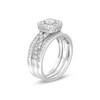 Thumbnail Image 4 of 1-1/2 CT. T.W. Cushion Multi-Diamond Twist Shank Three Piece Bridal Set in 10K White Gold