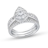 Thumbnail Image 1 of 1-1/4 CT. T.W. Pear Multi-Diamond Three Piece Bridal Set in 10K White Gold