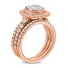 Thumbnail Image 3 of 1-1/2 CT. T.W. Cushion Multi-Diamond Frame Three Piece Bridal Set in 10K Rose Gold