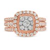 Thumbnail Image 4 of 1-1/2 CT. T.W. Cushion Multi-Diamond Frame Three Piece Bridal Set in 10K Rose Gold