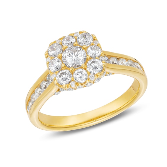 1-1/2 CT. T.w. Cushion Multi-Diamond Hidden Halo Engagement Ring in 10K Gold