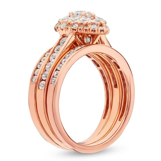 1-1/4 CT. T.w. Pear Multi-Diamond Three Piece Bridal Set in 10K Rose Gold