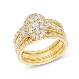 1-1/2 CT. T.W. Oval Multi-Diamond Enhancer Bridal Set in 10K Gold