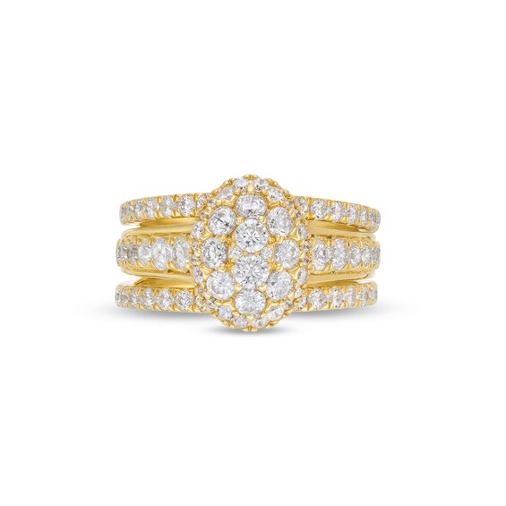 1-1/2 CT. T.w. Oval Multi-Diamond Enhancer Bridal Set in 10K Gold