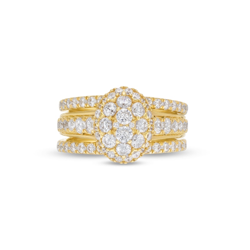 Main Image 3 of 1-1/2 CT. T.W. Oval Multi-Diamond Enhancer Bridal Set in 10K Gold