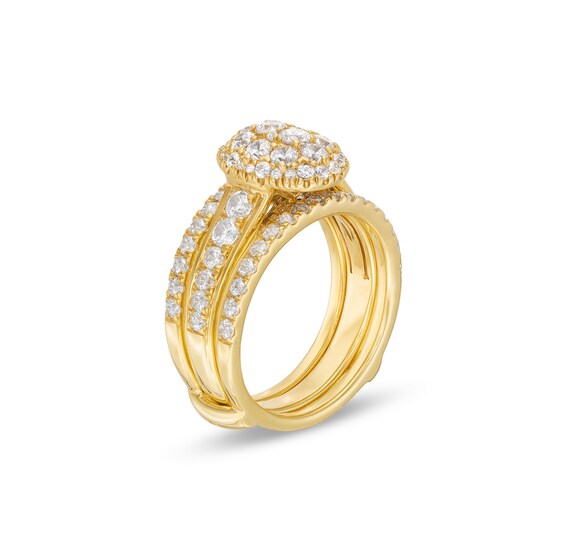 1-1/2 CT. T.w. Oval Multi-Diamond Enhancer Bridal Set in 10K Gold