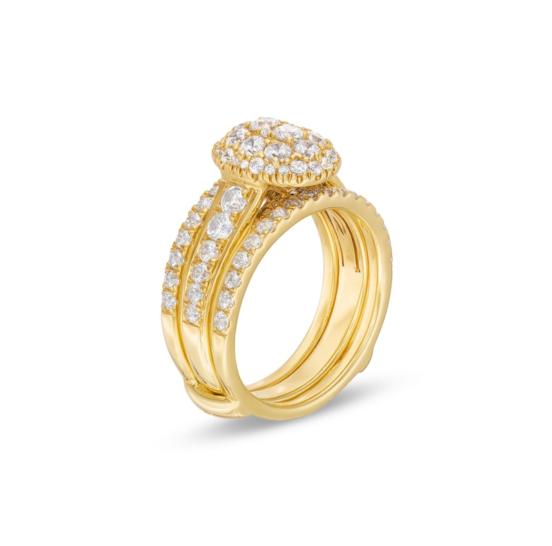 Main Image 4 of 1-1/2 CT. T.W. Oval Multi-Diamond Enhancer Bridal Set in 10K Gold