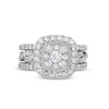 Thumbnail Image 3 of 1-5/8 CT. T.W. Cushion Multi-Diamond Twist Shank Three Piece Bridal Set in 10K White Gold