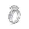 Thumbnail Image 4 of 1-5/8 CT. T.W. Cushion Multi-Diamond Twist Shank Three Piece Bridal Set in 10K White Gold