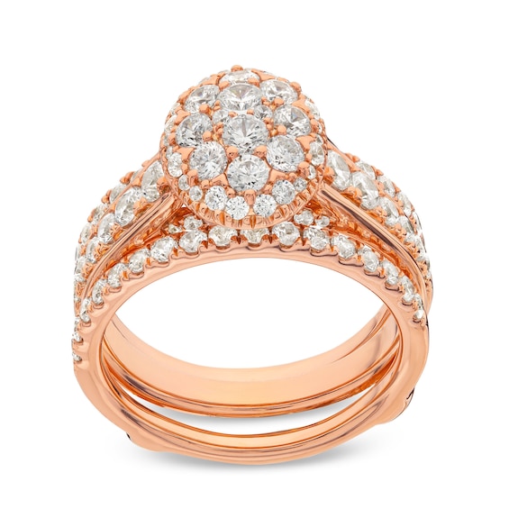 1-1/2 CT. T.w. Oval Multi-Diamond Enhancer Bridal Set in 10K Rose Gold