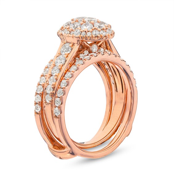 1-1/2 CT. T.w. Oval Multi-Diamond Enhancer Bridal Set in 10K Rose Gold