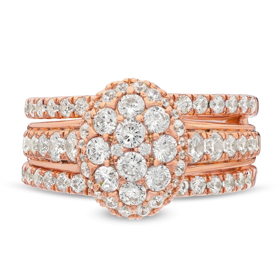 1-1/2 CT. T.w. Oval Multi-Diamond Enhancer Bridal Set in 10K Rose Gold