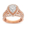 Thumbnail Image 1 of 1 CT. T.W. Pear Multi-Diamond Vintage-Style Bridal Set in 10K Rose Gold
