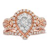 Thumbnail Image 4 of 1 CT. T.W. Pear Multi-Diamond Vintage-Style Bridal Set in 10K Rose Gold