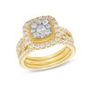 Thumbnail Image 1 of 1-5/8 CT. T.W. Cushion Multi-Diamond Twist Shank Three Piece Bridal Set in 10K Gold