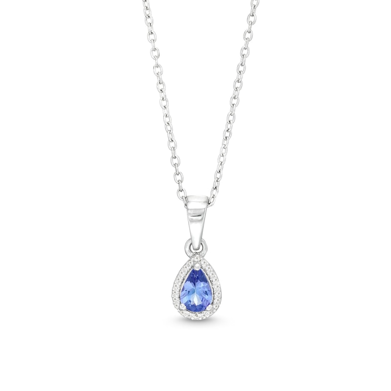 Main Image 1 of Pear-Shaped Tanzanite and White Topaz Frame Pendant in Sterling Silver