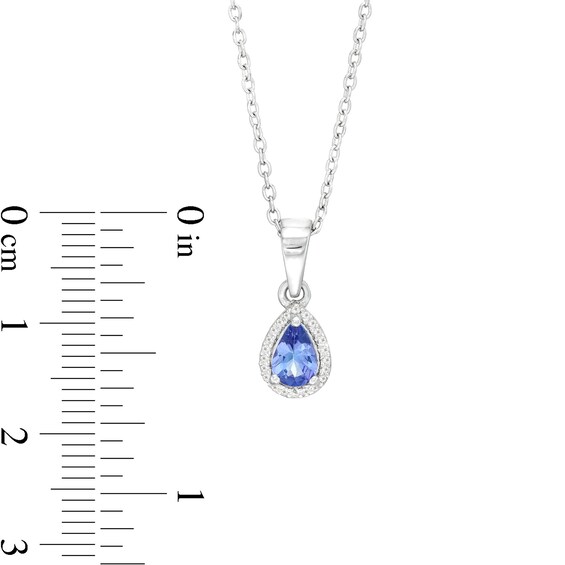 Pear-Shaped Tanzanite and White Topaz Frame Pendant in Sterling Silver
