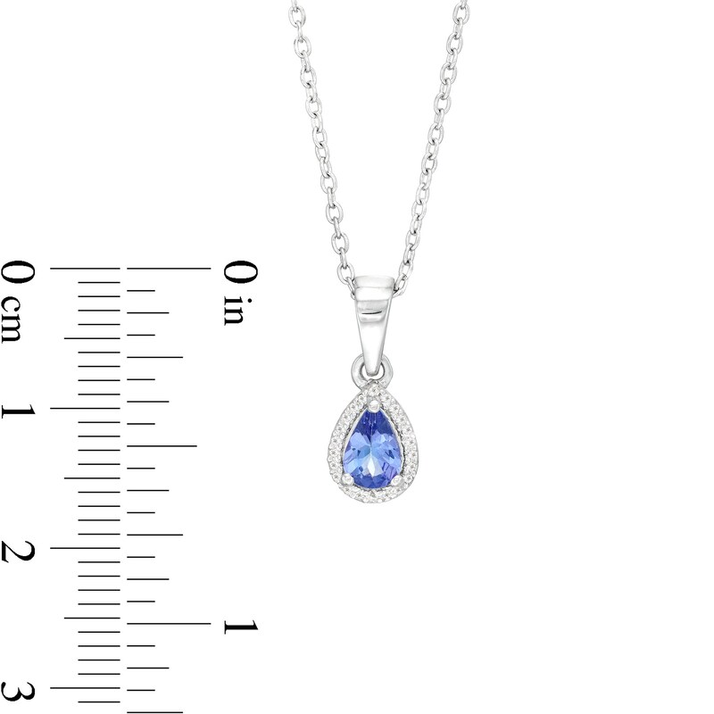 Main Image 3 of Pear-Shaped Tanzanite and White Topaz Frame Pendant in Sterling Silver