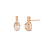 Thumbnail Image 1 of Oval Morganite and 1/8 CT. T.W. Diamond Frame Art Deco Drop Earrings in 10K Rose Gold