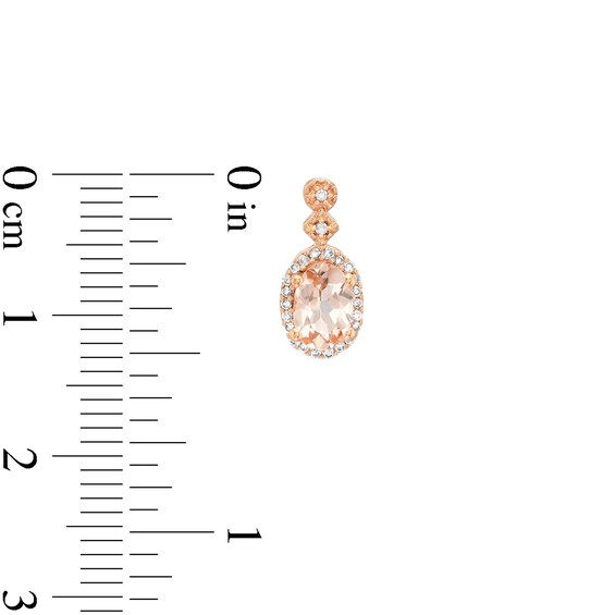 Oval Morganite and 1/8 CT. T.w. Diamond Frame Art Deco Drop Earrings in 10K Rose Gold