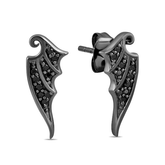 Enchanted Disney Villains Maleficent 1/6 CT. T.w. Black Diamond Dragon Wing Hoop Earrings in Black Sterling Silver