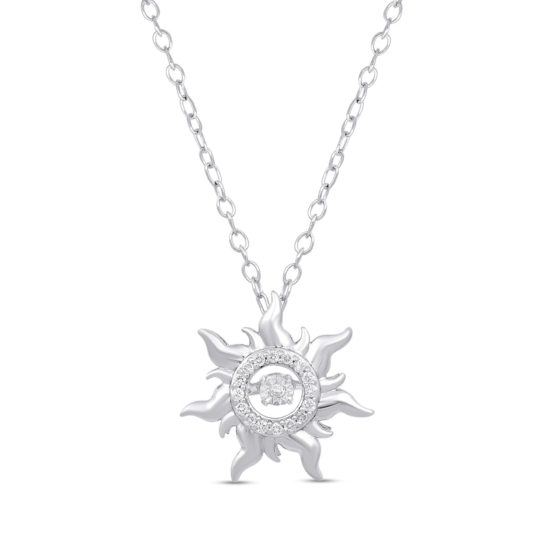 Enchanted Disney Rapunzel 1/20 CT. T.W. Diamond Flicker Sun Pendant in Sterling Silver