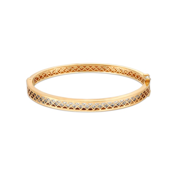Oro Diamanteâ¢ Diamond-Cut Lattice Bangle in 14K Two-Tone Gold