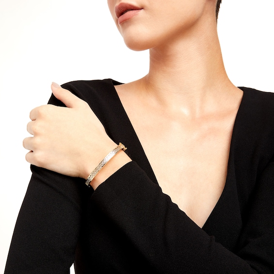 Oro Diamanteâ¢ Diamond-Cut Lattice Bangle in 14K Two-Tone Gold
