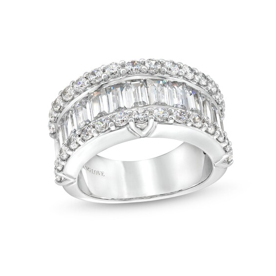 True Lab-Grown Diamonds by Vera Wang Love 3-1/4 CT. T.w. Baguette and Round Edge Band in 14K White Gold (F/Vs2)