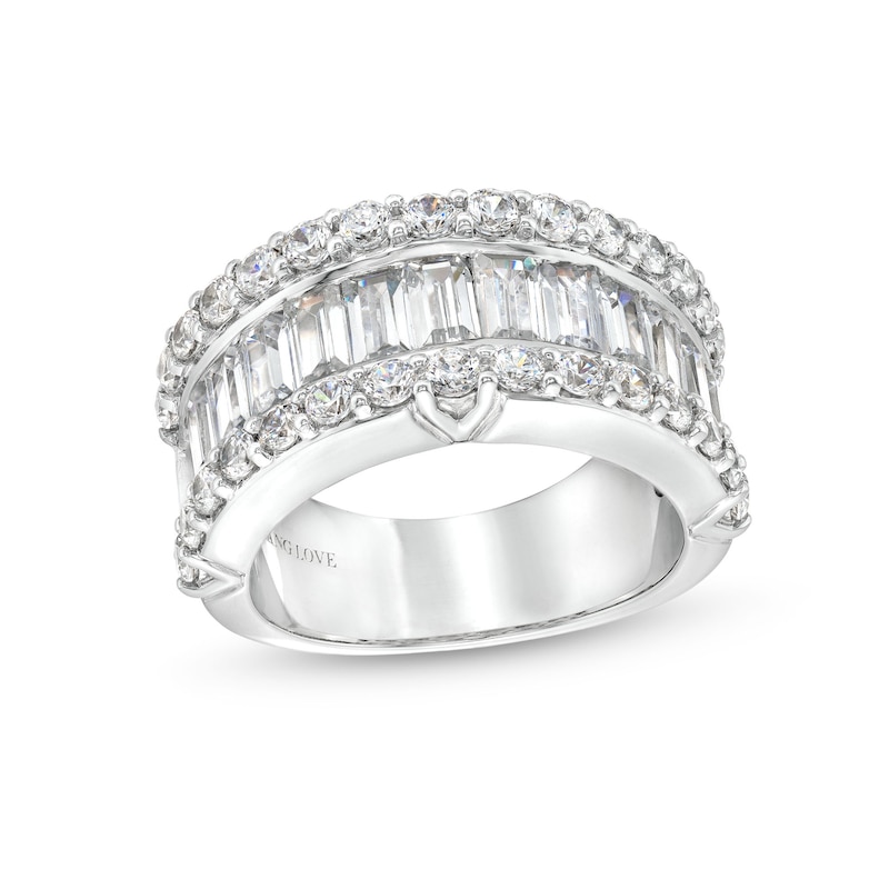 Main Image 1 of TRUE Lab-Grown Diamonds by Vera Wang Love 3-1/4 CT. T.W. Baguette and Round Edge Band in 14K White Gold (F/VS2)