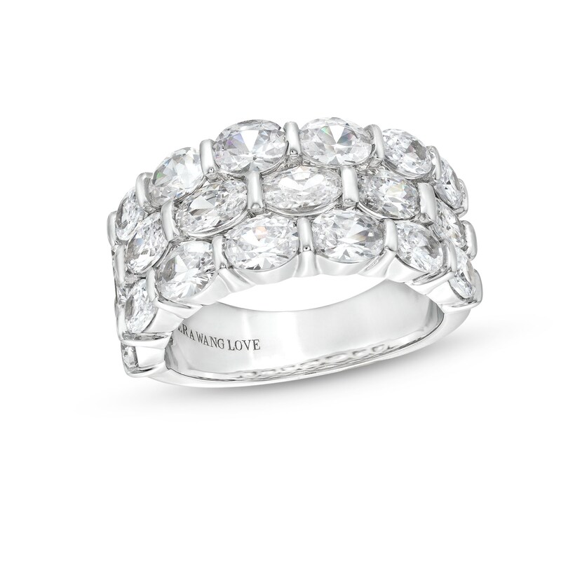 Main Image 1 of TRUE Lab-Grown Diamonds by Vera Wang Love 4 CT. T.W. Oval Triple Row Band in 14K White Gold (F/VS2)