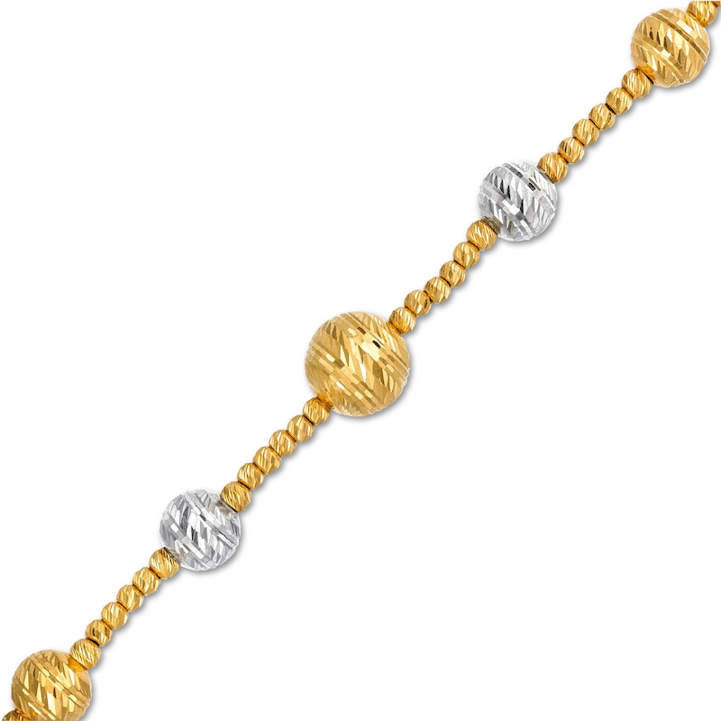 Oro Diamante™ Graduating Brilliance Bead Bracelet in Hollow 14K Two-Tone Gold - 7.5"