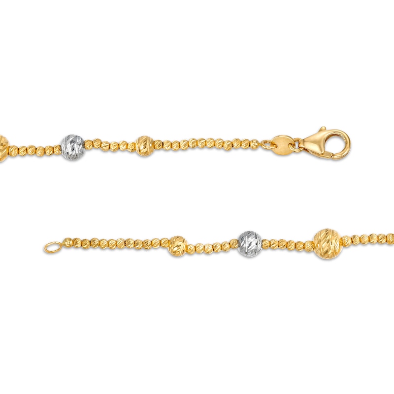 Oro Diamante™ Graduating Brilliance Bead Bracelet in Hollow 14K Two-Tone Gold - 7.5"