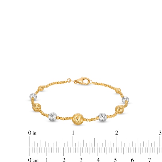 Oro Diamanteâ¢ Graduating Brilliance Bead Bracelet in Hollow 14K Two-Tone Gold - 7.5"