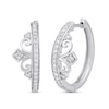 Thumbnail Image 1 of Enchanted Disney Majestic Princess 1/4 CT. T.W. Diamond Tiara Hoop Earrings in Sterling Silver